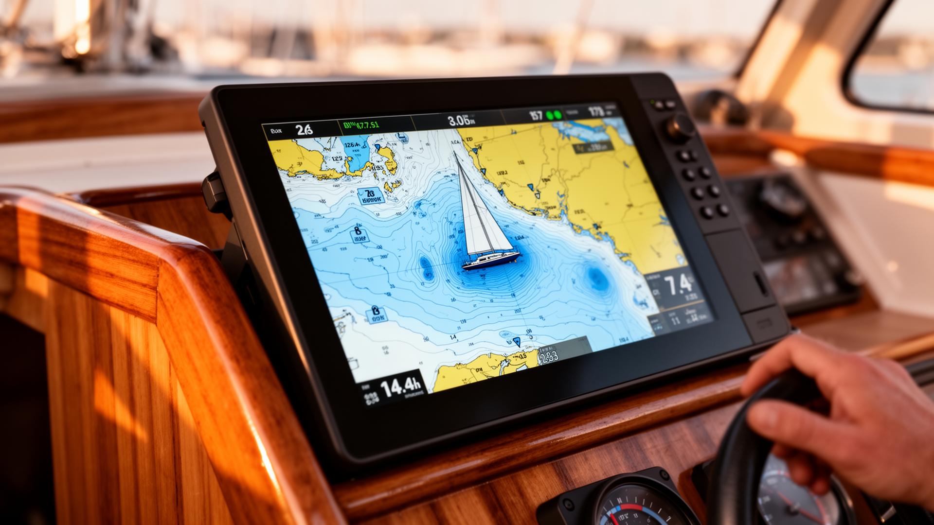 Gros plan sur une carte marine en navigation
